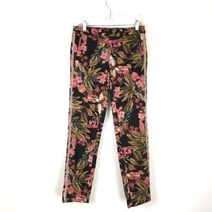 ANTHROPOLOGIE Chino Boho Chic Festival Floral Side Stripe Relaxed Pants